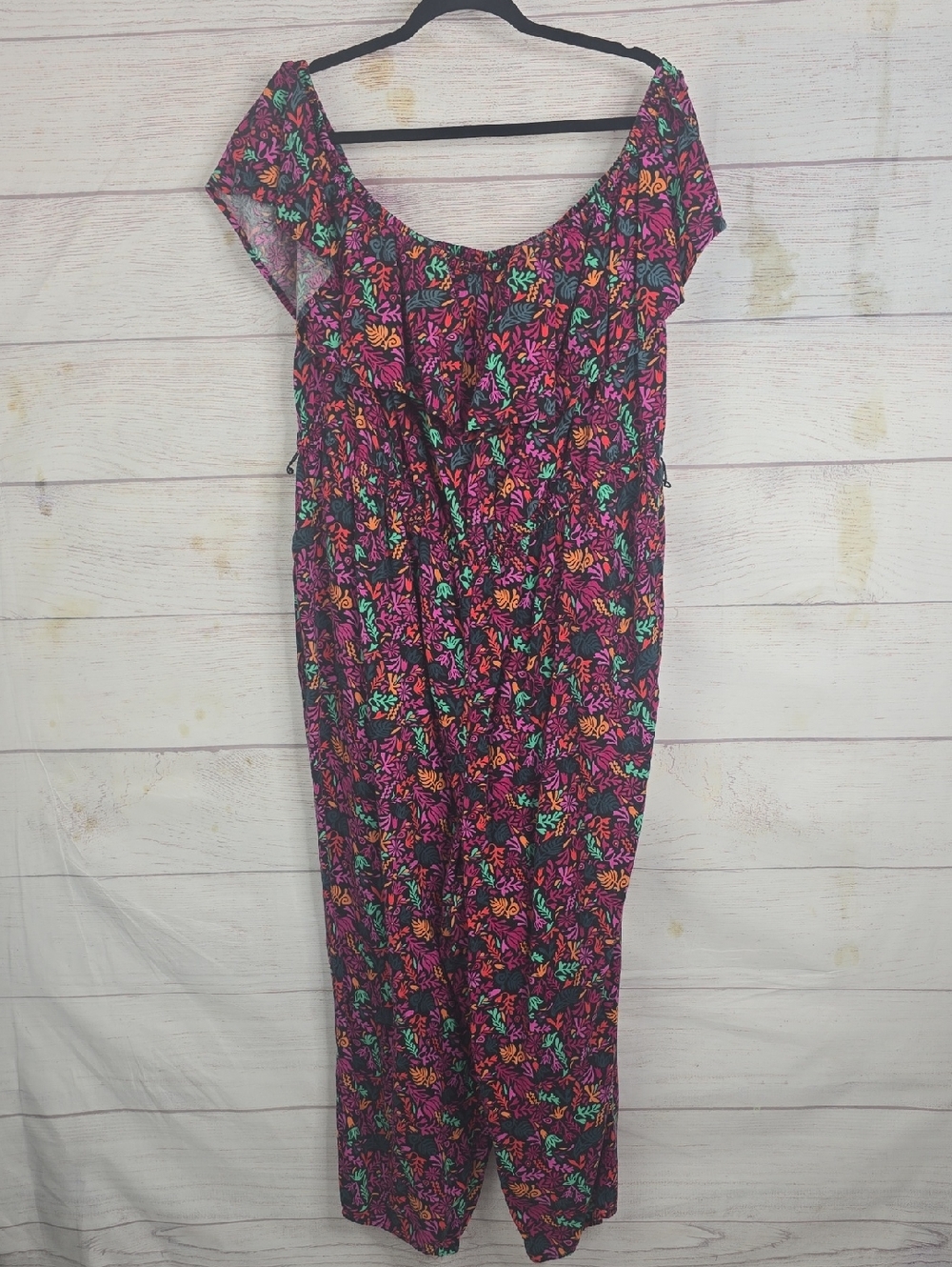 Ava & Viv Floral Multicolor Elastic-Waist Jumper Sz 1X